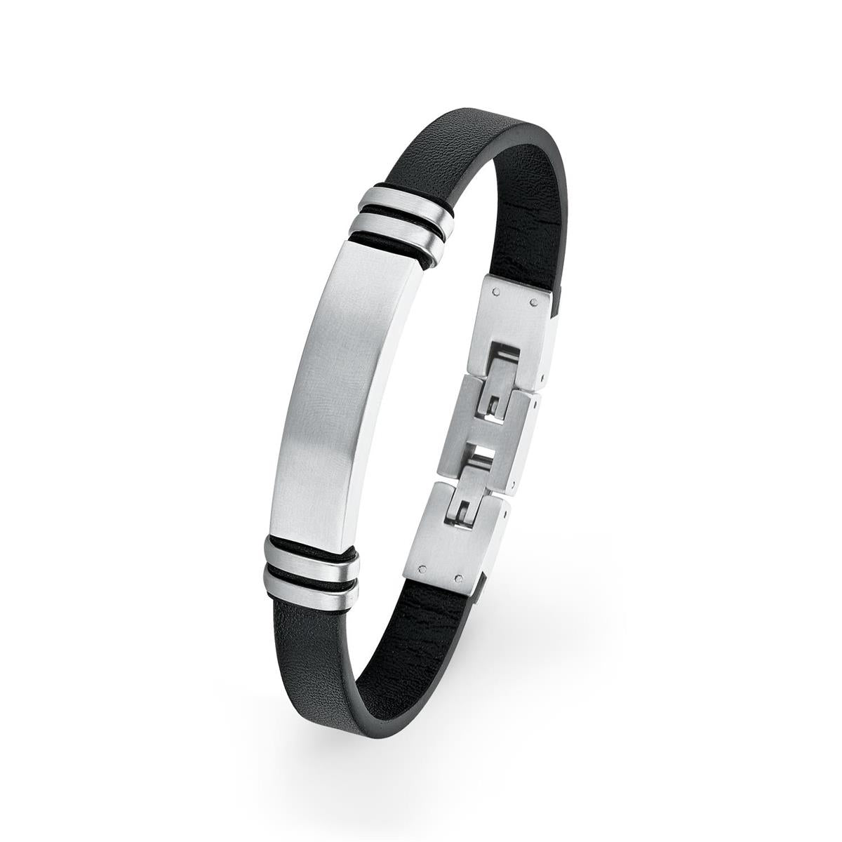 s.Oliver Armband Leder und Edelstahl 20+1,5cm