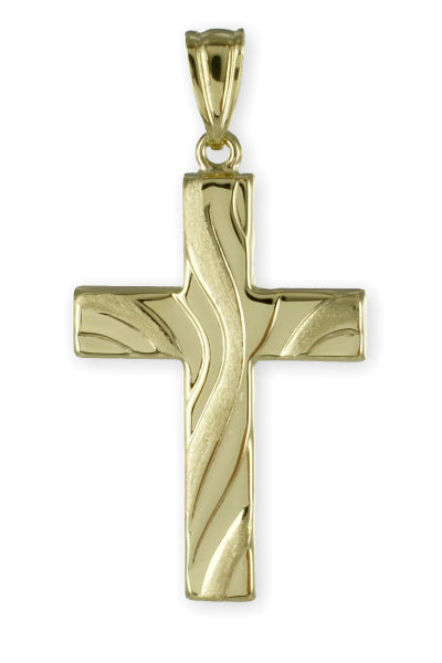 Kreuzanhänger teilmattiert - Gold 333/000