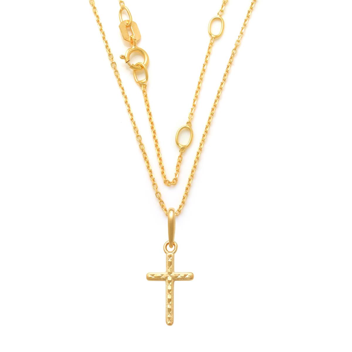 Manuela Carl Kette 14 Karat Kreuz 40+5cm