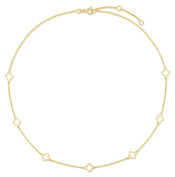 Collier 925 Silber 45 cm, verstellbar auf 43 und 41 cm, mit Kleeblättern, vergoldet 51828