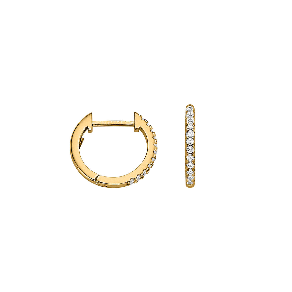 Silber Creolen Zirkonia 15 mm | goldplattiert