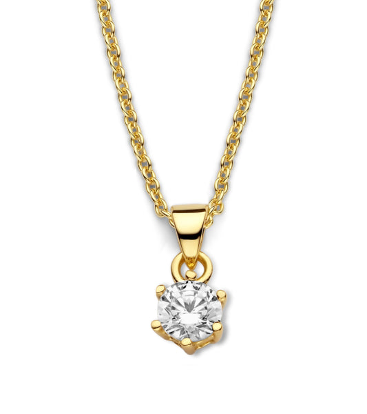 Kette Collier mit Zirkonia 5mm Silber 925/000 vergoldet