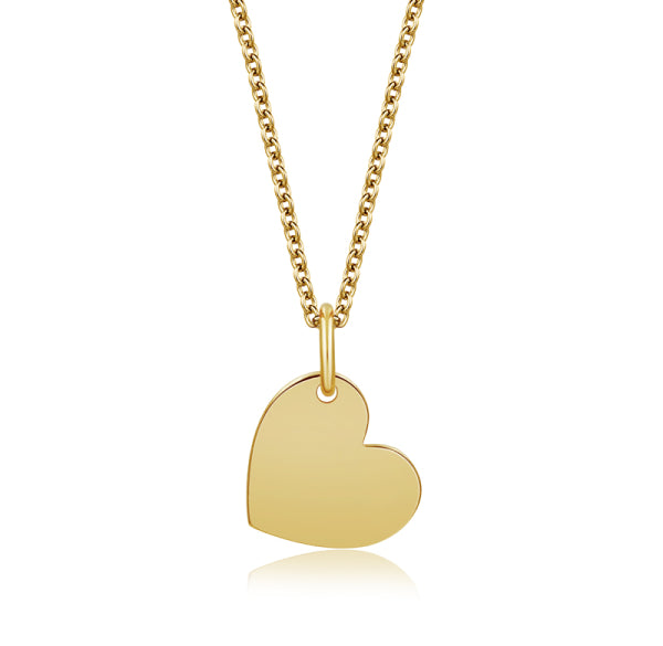 Kette Collier mit Gravurplatte Herz Silber 925/000 vergoldet