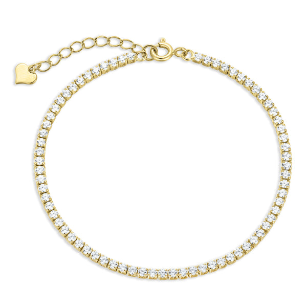 Tennisarmband mit Zirkonia 2mm breit Silber 925/000 vergoldet
