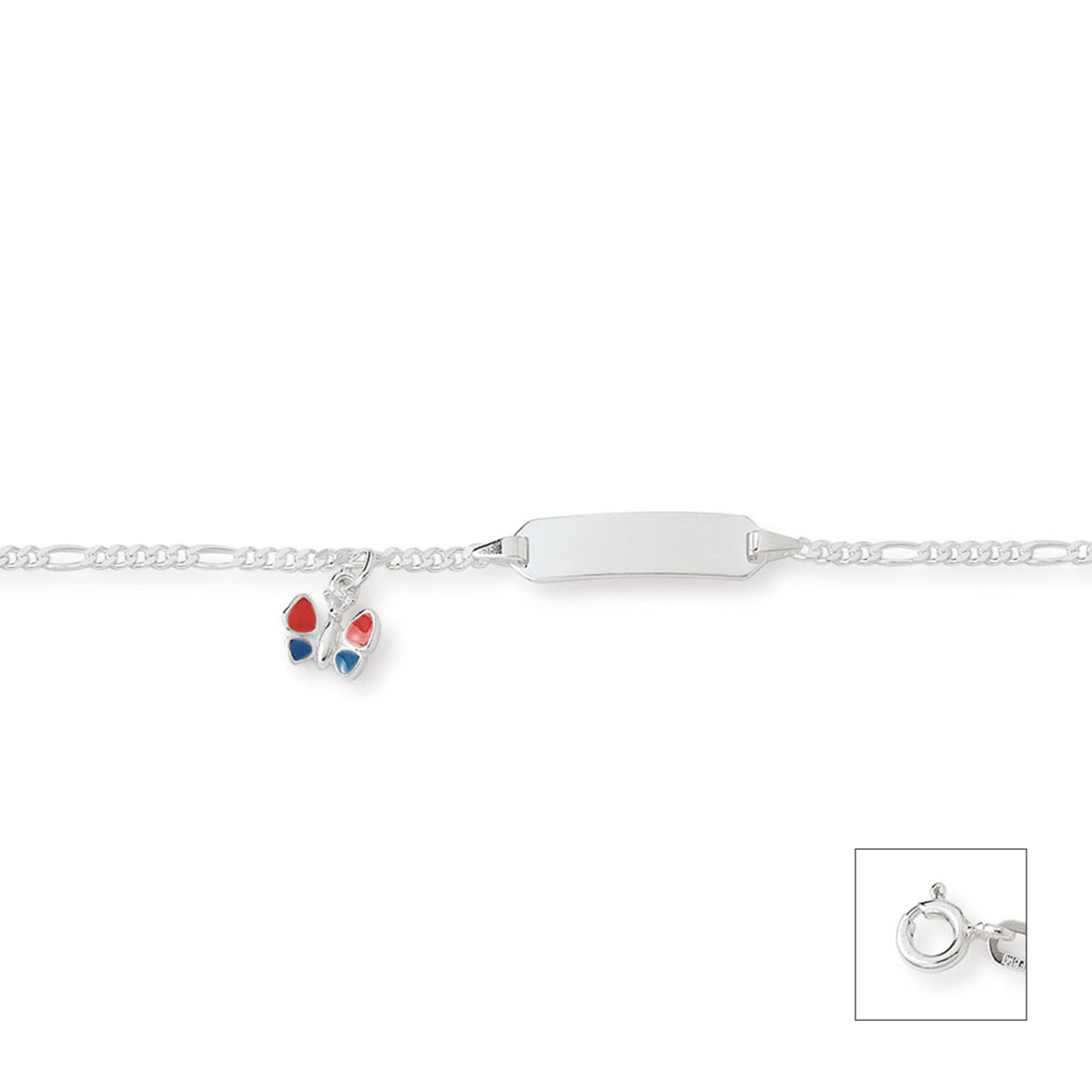Identarmband 925 Rhodiniert mit Schmetterling Anh.