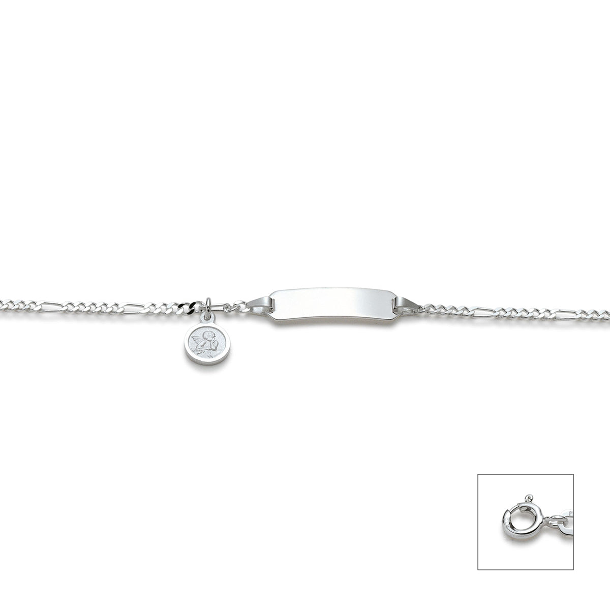 Identarmband 925 Rhodiniert mit Schutzengel Anh.