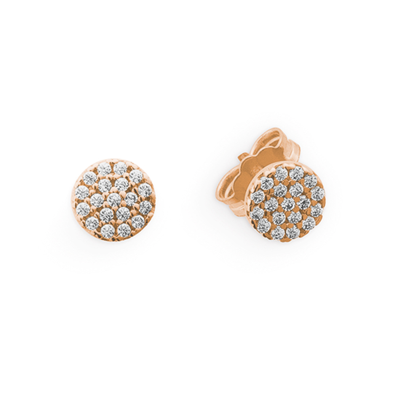 Ohrstecker, Rotgold, 585/-,Zirkonia weiss