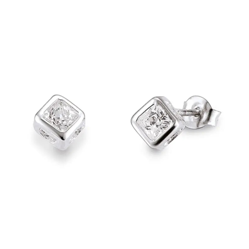 Ohrstecker 925 Silber Rhodiniert Zirkonia