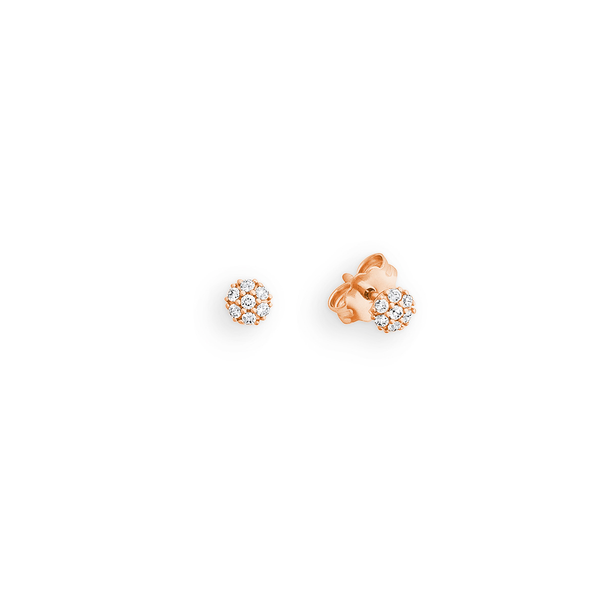 Ohrstecker, Rotgold, 585/-,Zirkonia weiss