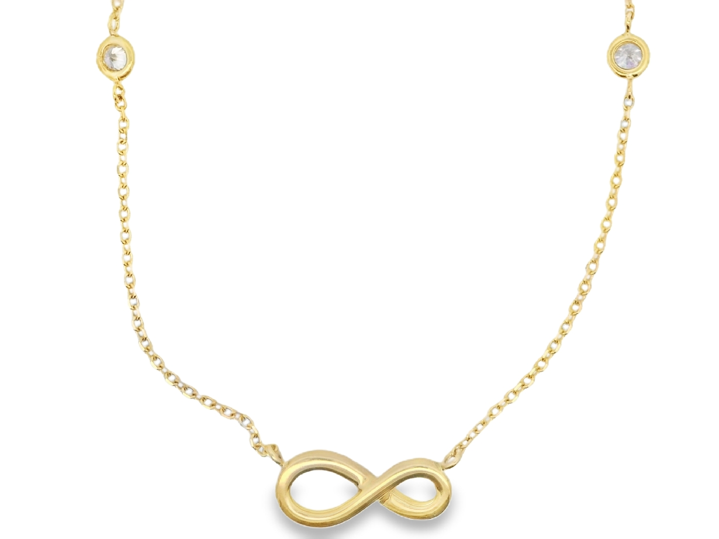 Kette, Gelbgold, 585/GG ,Zirkonia weiss,45 cm