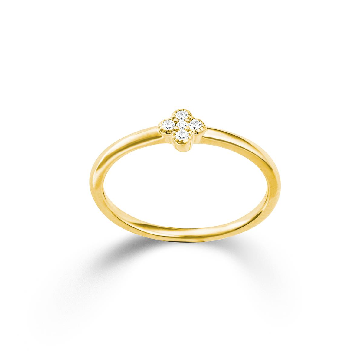 Ring, Silber kompl. gelb vergoldet, 925/-,Zirkonia weiss