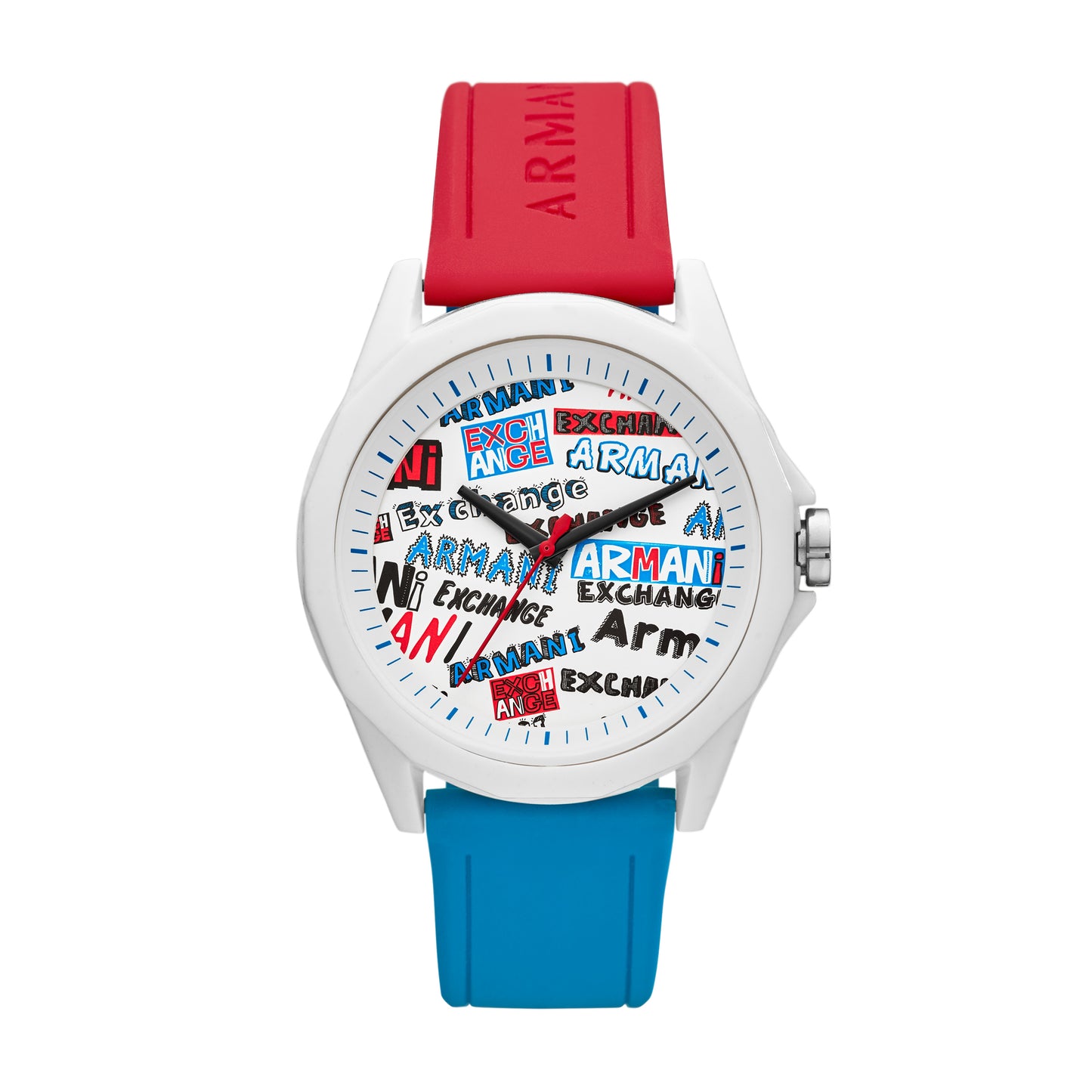 Armani Exchange AX2637 Herrenuhr - Perlon Nylon Silikon Rot Weiß Blau