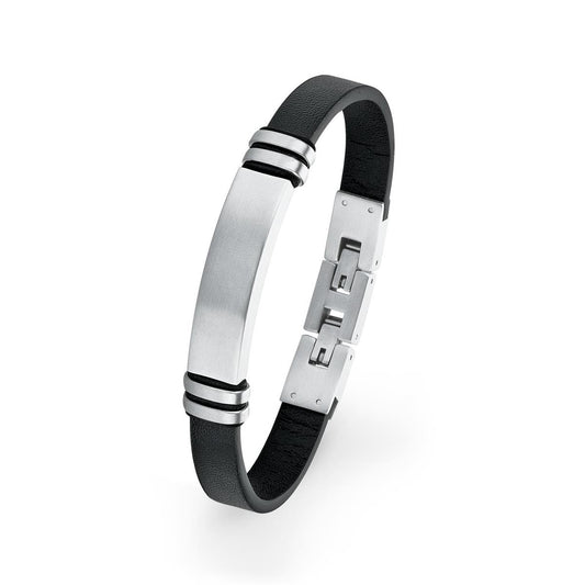 s.Oliver Armband Leder und Edelstahl 20+1,5cm