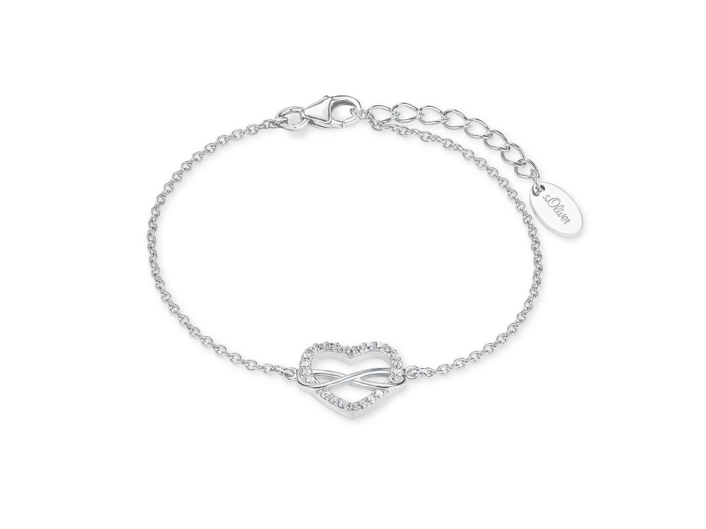 s.Oliver Armband 925/RH Herz Zirkonia 17+3cm