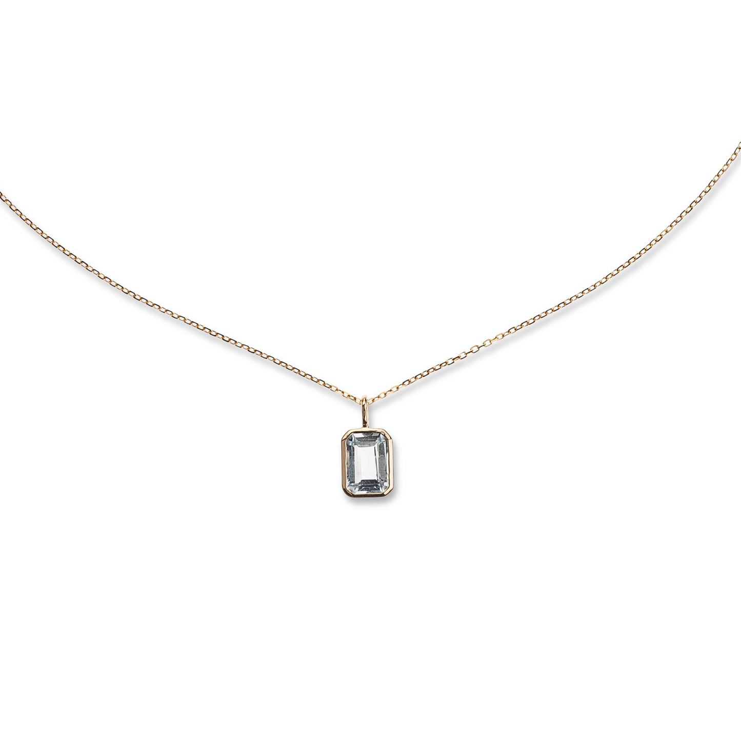 Manuela Carl Kette 14 Karat Gold 40+5cm mit blauen Topas