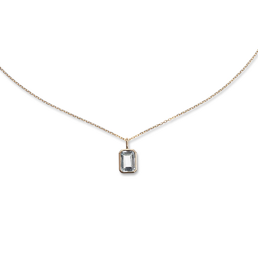 Manuela Carl Kette 14 Karat Gold 40+5cm mit blauen Topas