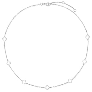Collier 925 Silber 45 cm, verstellbar auf 43 und 41 cm, mit Kleeblättern, rhodiniert 51828-S