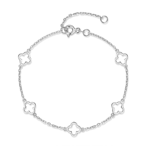 Armband 20/17cm mit Kleeblättern Silber 925/000 rhodiniert