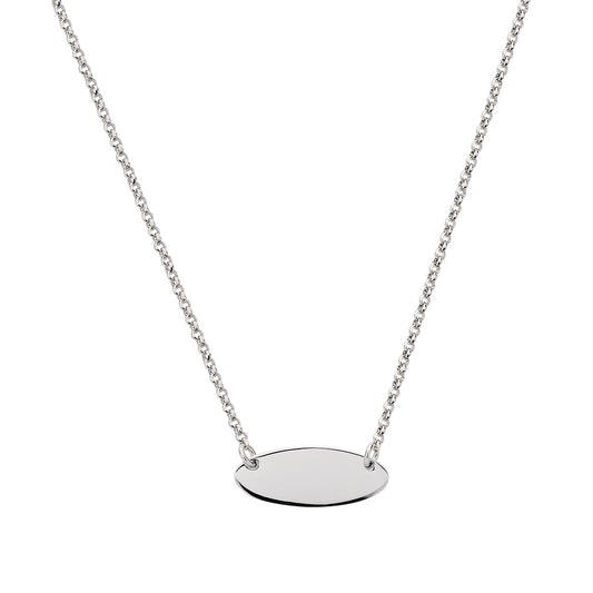 Kette mit Gravurplatte in 925 Silber Rhodiniert