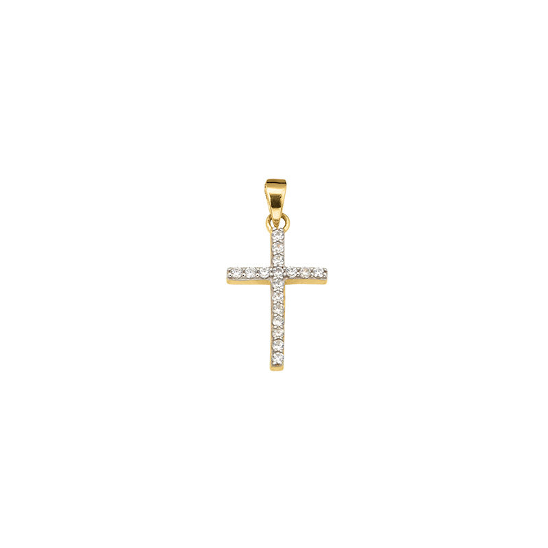 Anhänger Silber Kreuz mit Zirkonia | vergoldet
