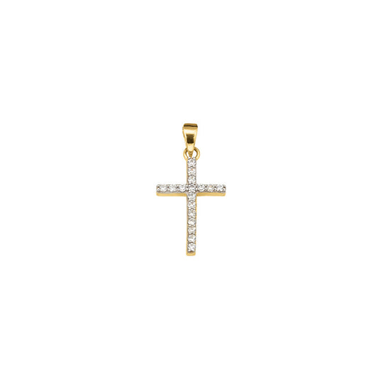 Anhänger Silber Kreuz mit Zirkonia | vergoldet
