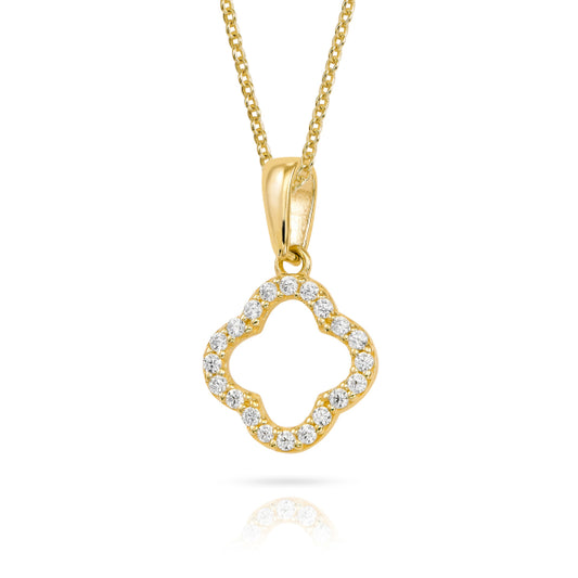 Anhänger Kleeblatt 20 Zirkonia Gold 333/000