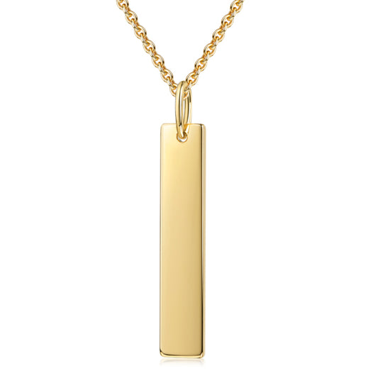 Kette Collier mit Gravuranhänger 30x6mm Silber 925/000 10 Milliemes vergoldet