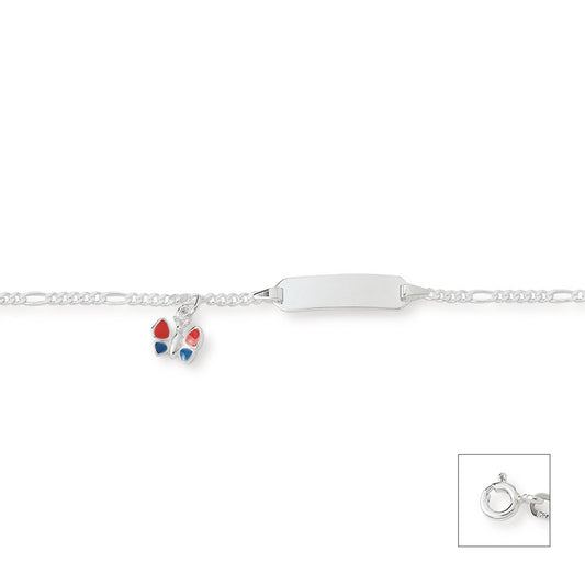 Identarmband 925 Rhodiniert mit Schmetterling Anh.