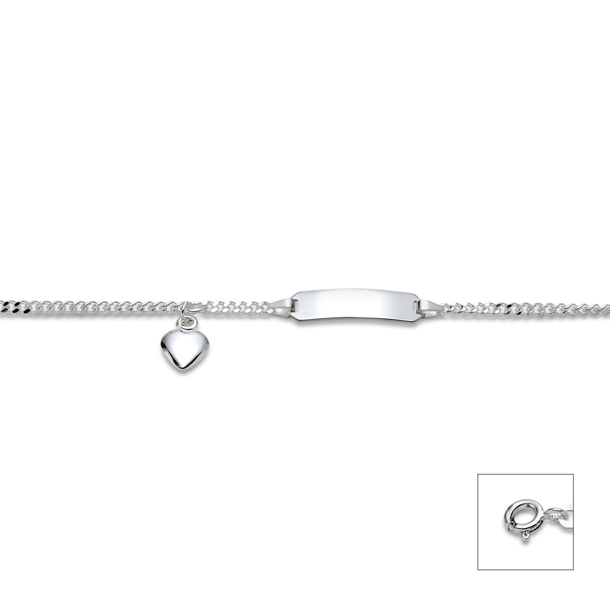 Identarmband 925 Rhodiniert mit Herz Anh.