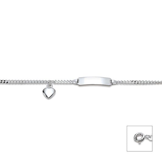 Identarmband 925 Rhodiniert mit Herz Anh.