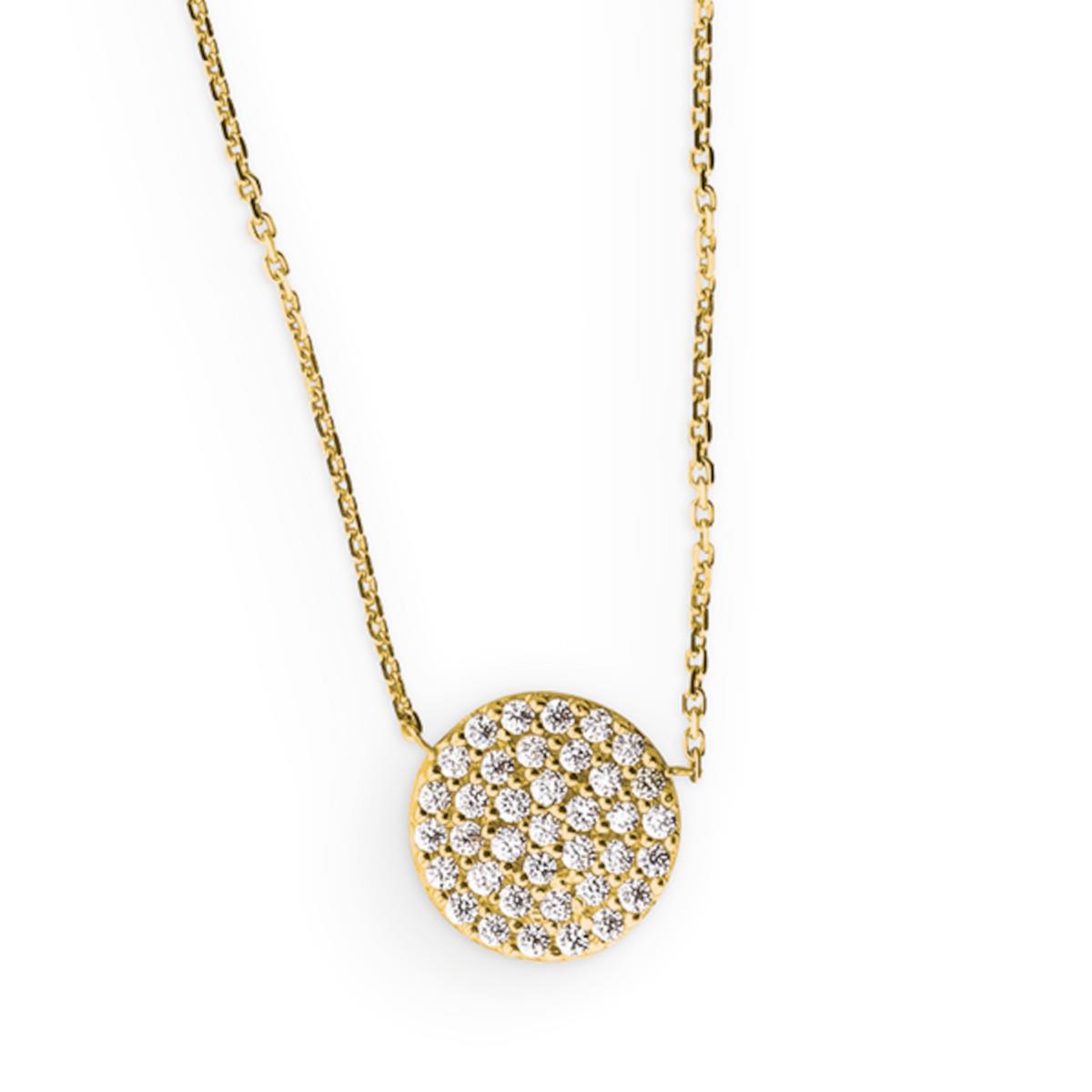 Kette, Gelbgold, 585/GG ,Zirkonia weiss,42 cm