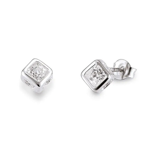 Ohrstecker 925 Silber Rhodiniert Zirkonia