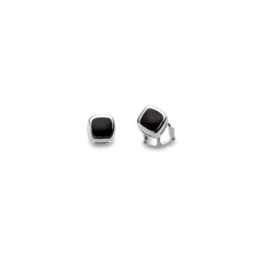 Ohrstecker 925 Silber Rhodiniert Synthese Onyx