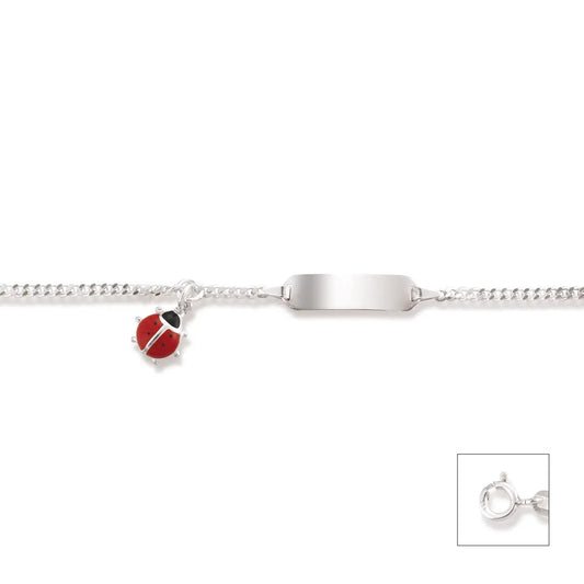 Identarmband 925 Rhodiniert mit Marienkäfer Anh.