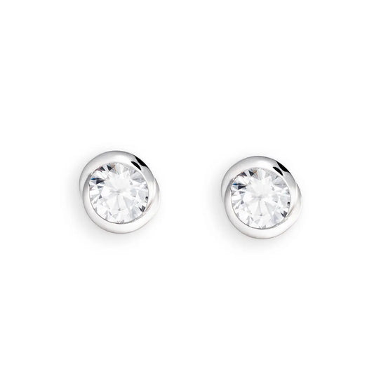 Ohrstecker 925 Silber Rhodiniert Zirkonia