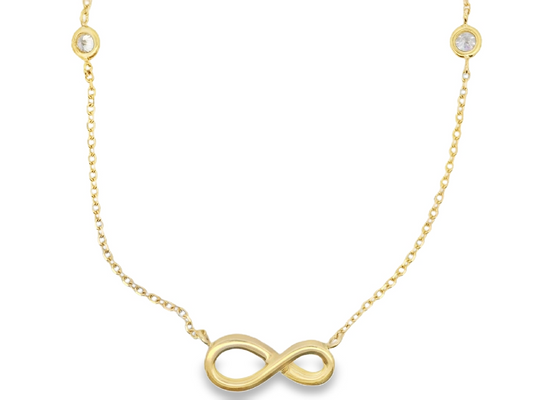 Kette, Gelbgold, 585/GG ,Zirkonia weiss,45 cm