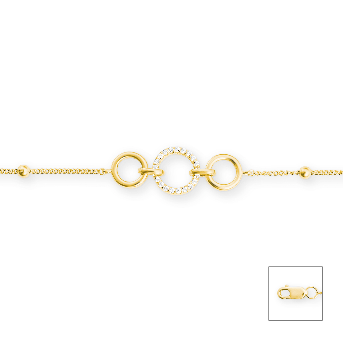 Armband, Silber kompl. gelb vergoldet, 925/-,Zirkonia