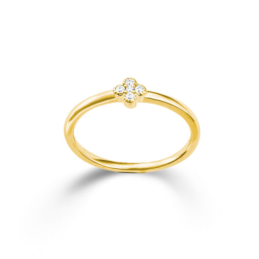 Ring, Silber kompl. gelb vergoldet, 925/-,Zirkonia weiss