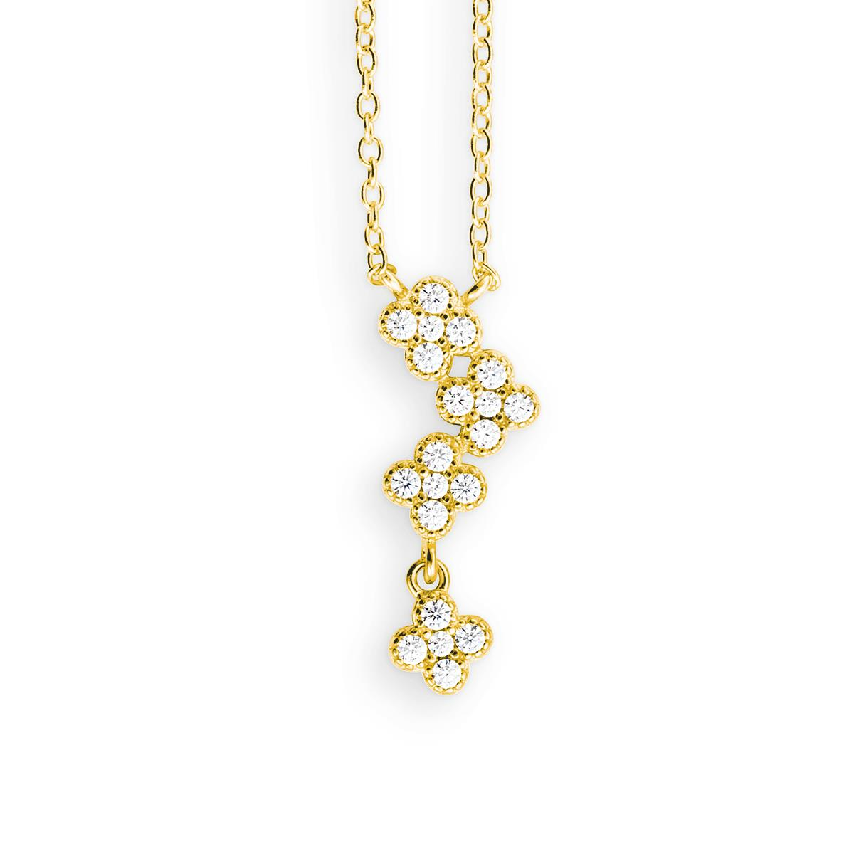 Kette, Silber kompl. gelb vergoldet, 925/Verg.,Zirkonia weiss,45