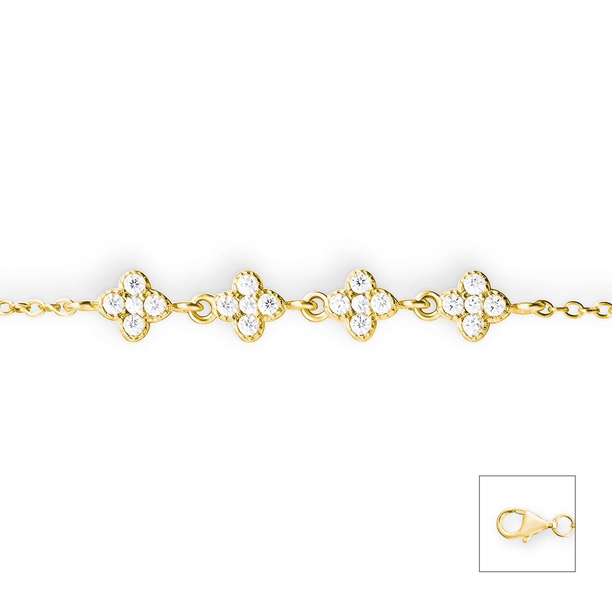 Armband, Silber kompl. gelb vergoldet, 925/-,Zirkonia