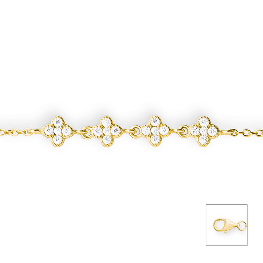 Armband, Silber kompl. gelb vergoldet, 925/-,Zirkonia