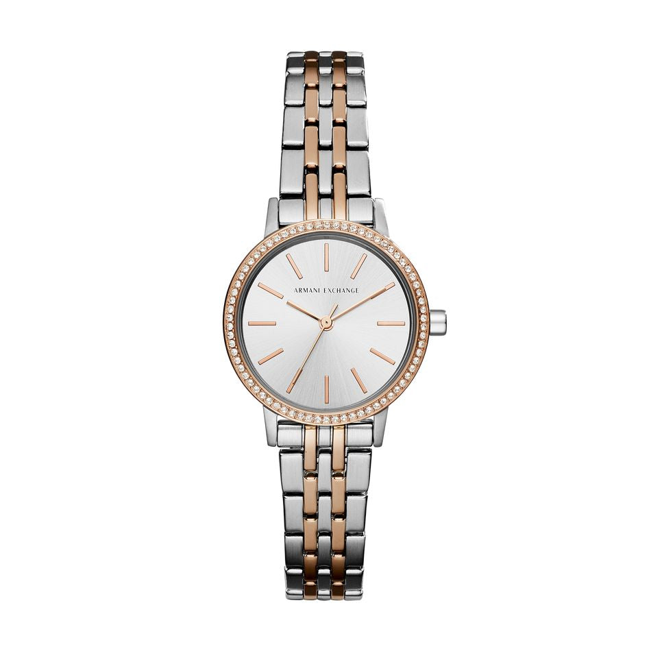 Armani Exchange AX5542 Damenuhr - Edelstahl Silber und Roségold