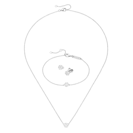 Set 3 tlg. Collier, Armband, Ohrstecker Zirkonia 925/RH