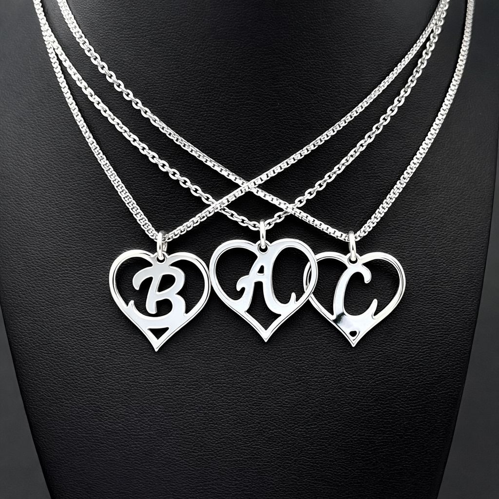 Anhänger mit Buchstabe in Herzform in 925 Silber